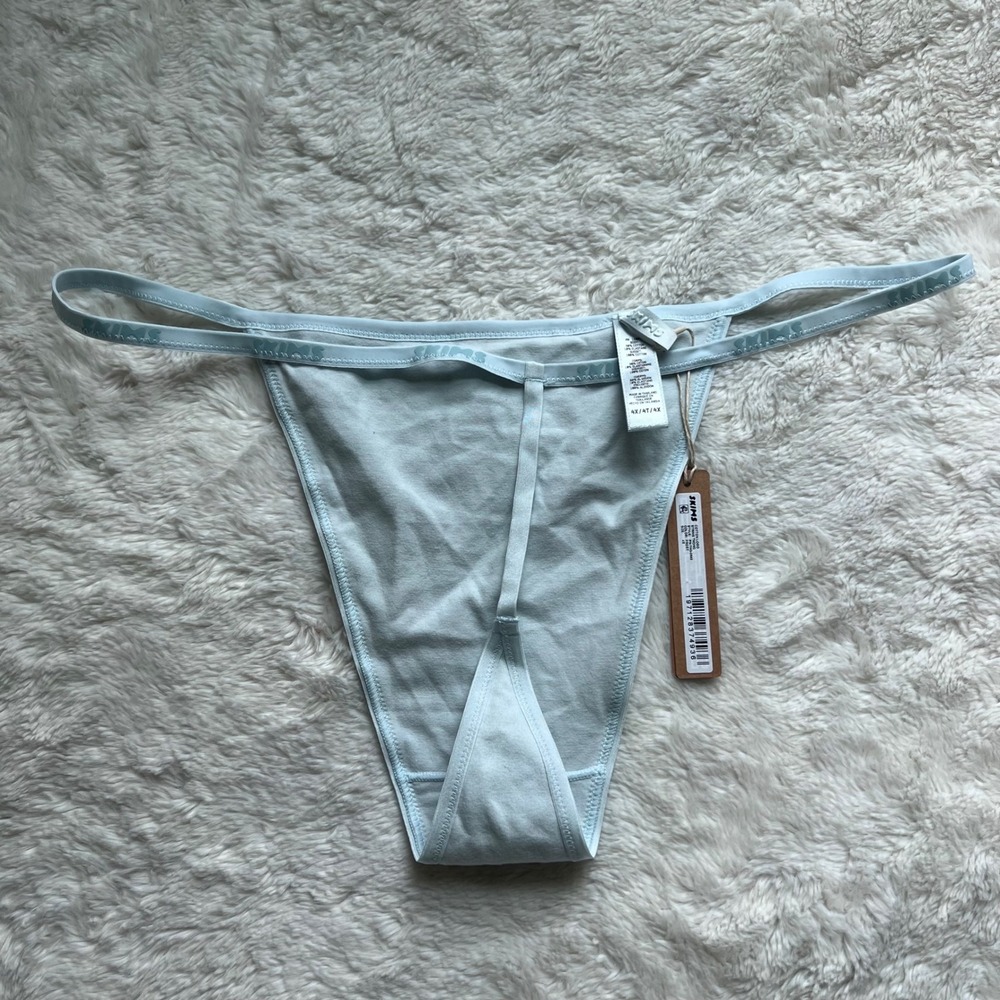 SKIMS Cotton Logo String Thong Frost Blue PN-THG-2642 Women's Size 4X NEW - Picture 5 of 11